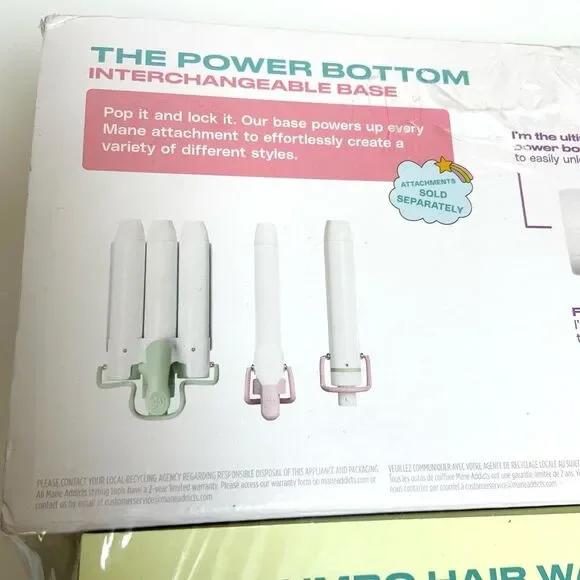 Mane 1.25” Jumbo Hair Waver and Interchangeable Base Set Mermaid NEW Retail $100 - Picture 6 of 13